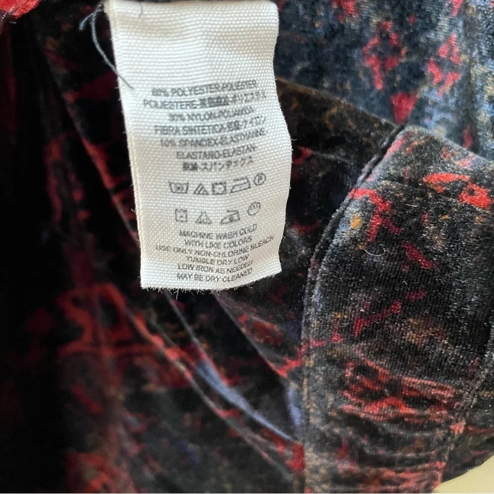 Free People Onyx Combo Printed Velvet Cut-out Back Romper Black Red Size 4